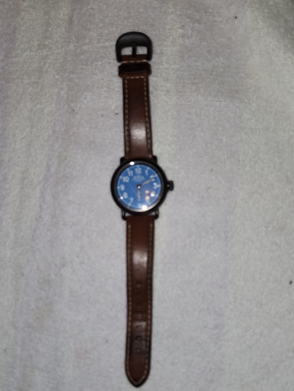 Shinola Argonite Brown Leather Strap Watch with Blue Dial